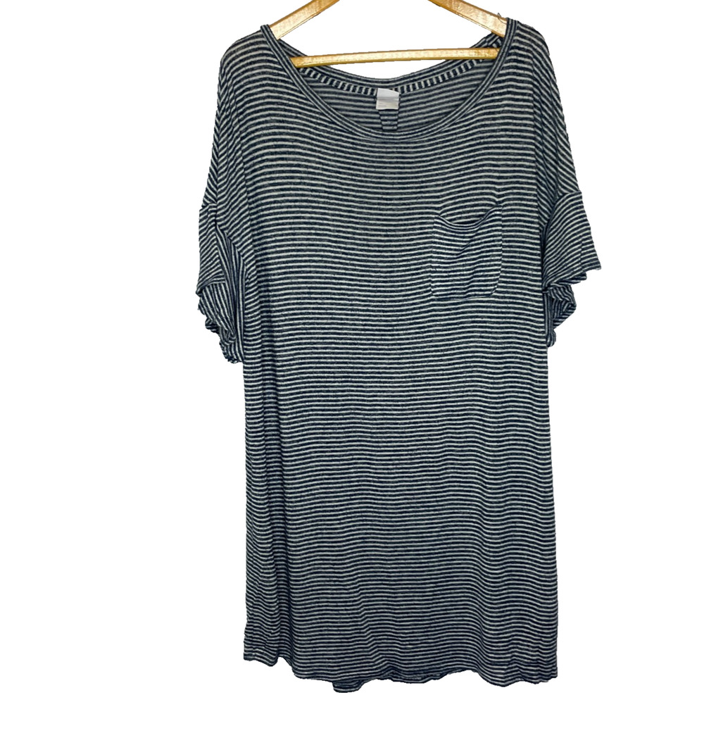 Women's XL Stars Above Blue Stripe Short Sleeve Polyester Sleep Lounge Dress - Picture 1 of 5